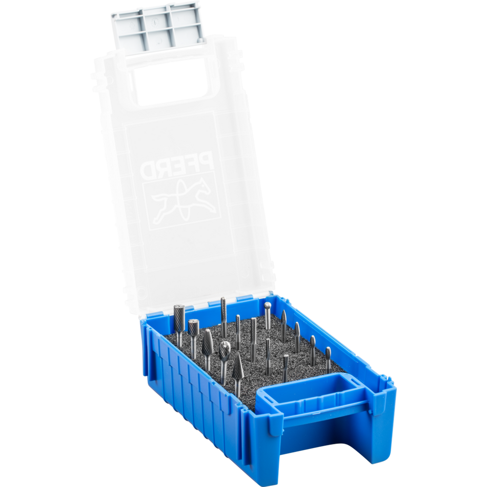 PFERD Tungsten Carbide Burr Set – 15pc x 03mm diameter Cut 5
