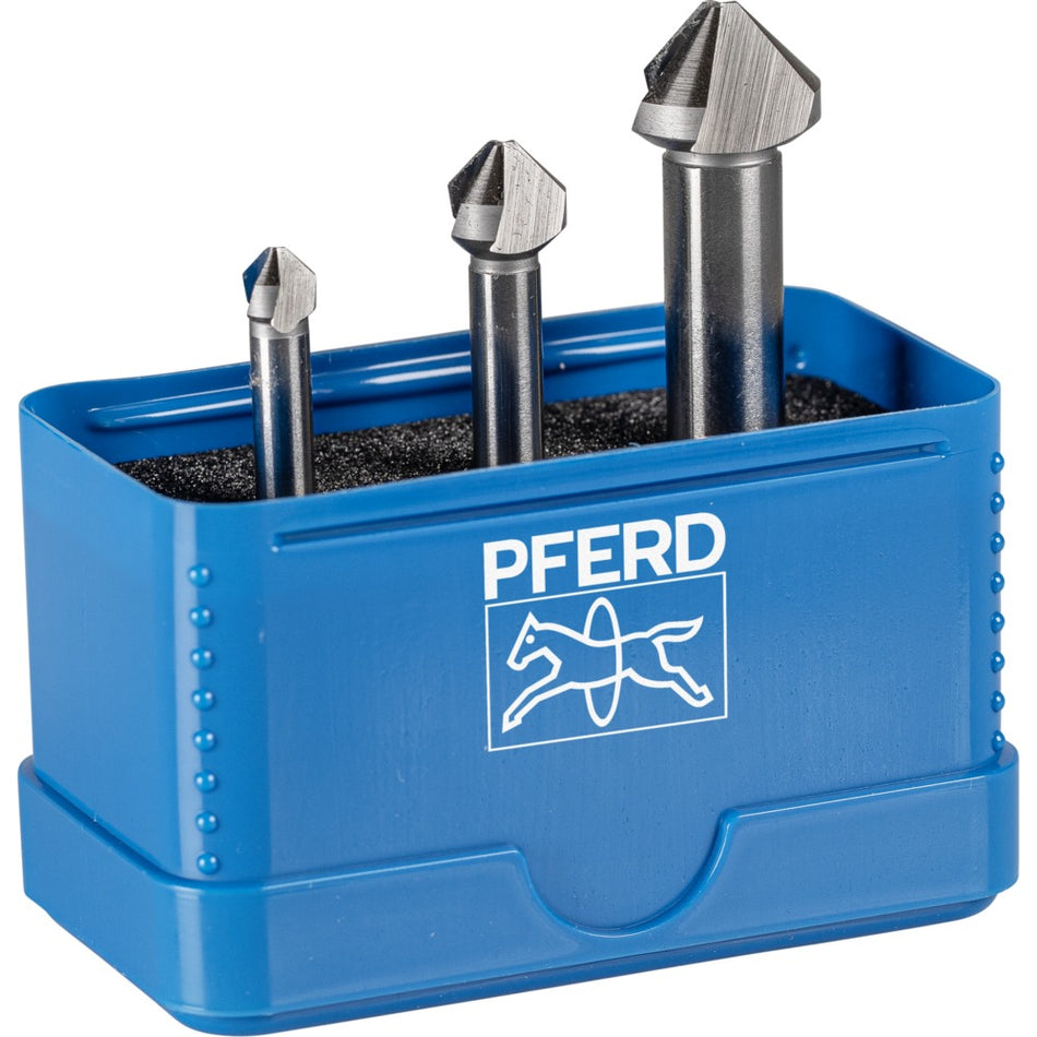 PFERD 3pc 90° HSS conical countersink set - Co5 Type