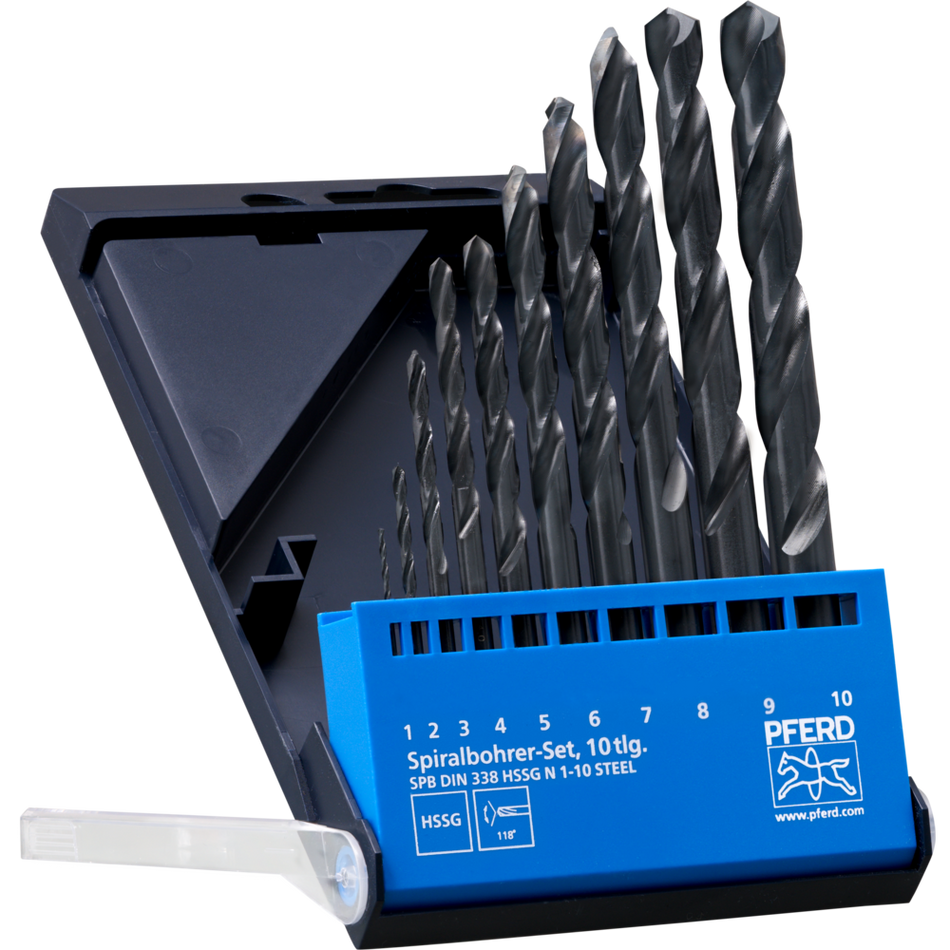 PFERD HSS Spiral Drill Set – STEEL: 10 Pcs (1.0mm to 10.0mm)