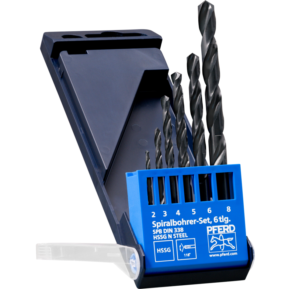 PFERD HSS Spiral Drill Set – STEEL: 6 Pcs (2.0mm to 6.0mm & 8.0mm)