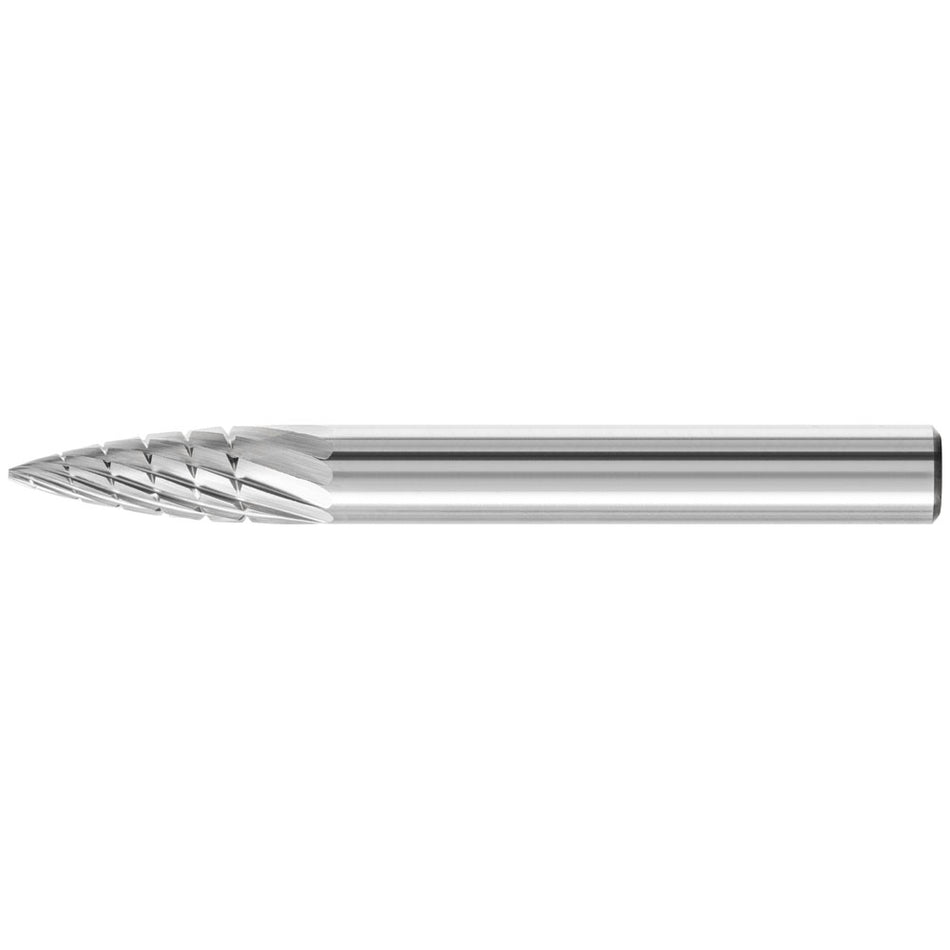 PFERD Tungsten Carbide Burr – Pointed Tree shape 06mm x 18mm x 6mm Shank Universal Cut