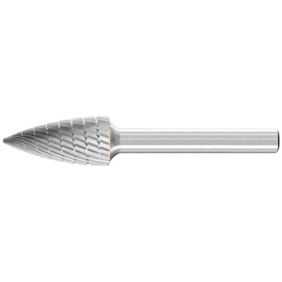 PFERD Tungsten Carbide Burr – Pointed Tree Shape 12mm x 25mm x 6mm shank Universal Cut