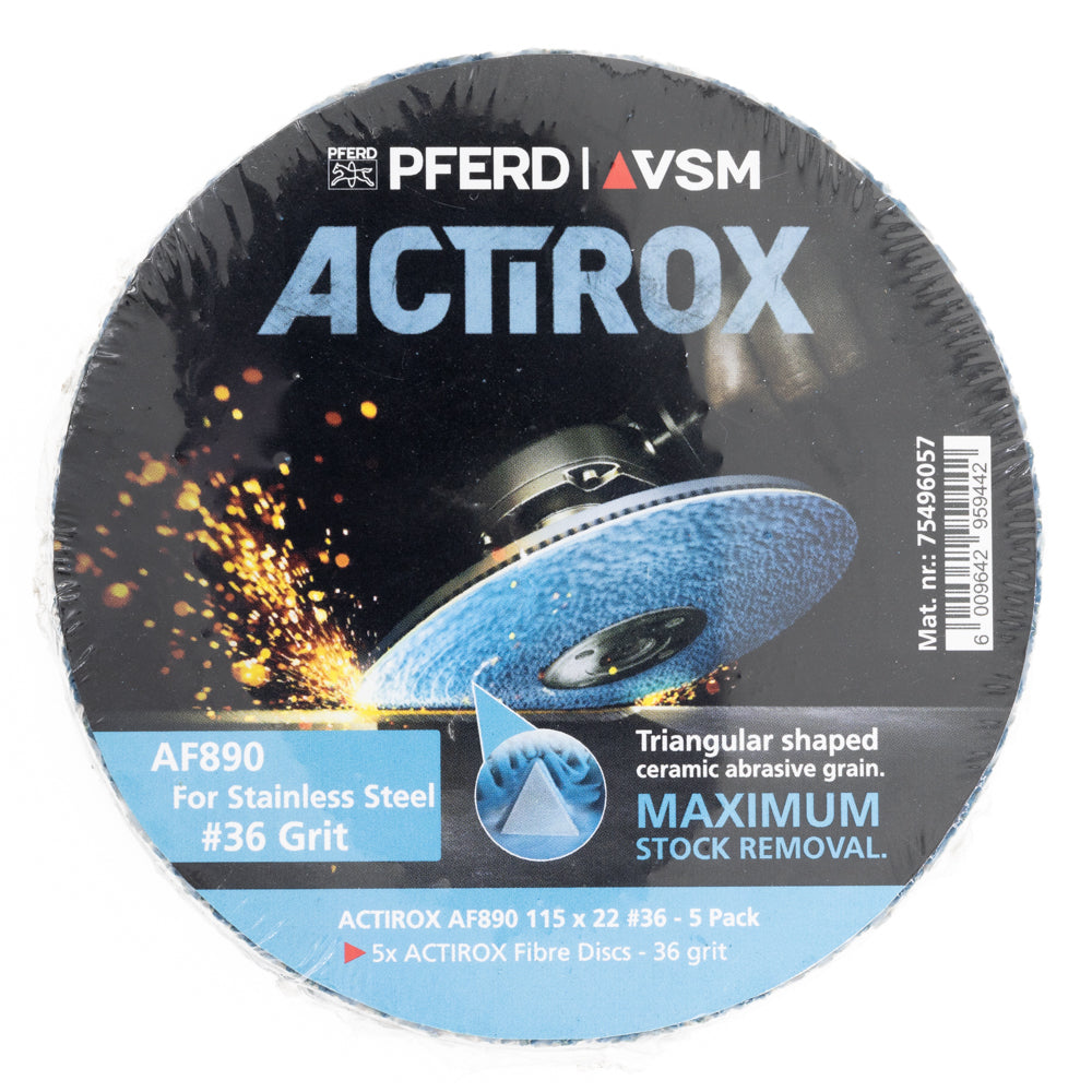 115mm ACTIROX Grit 36 - 5-Pack for STAINLESS STEEL – PFERD South