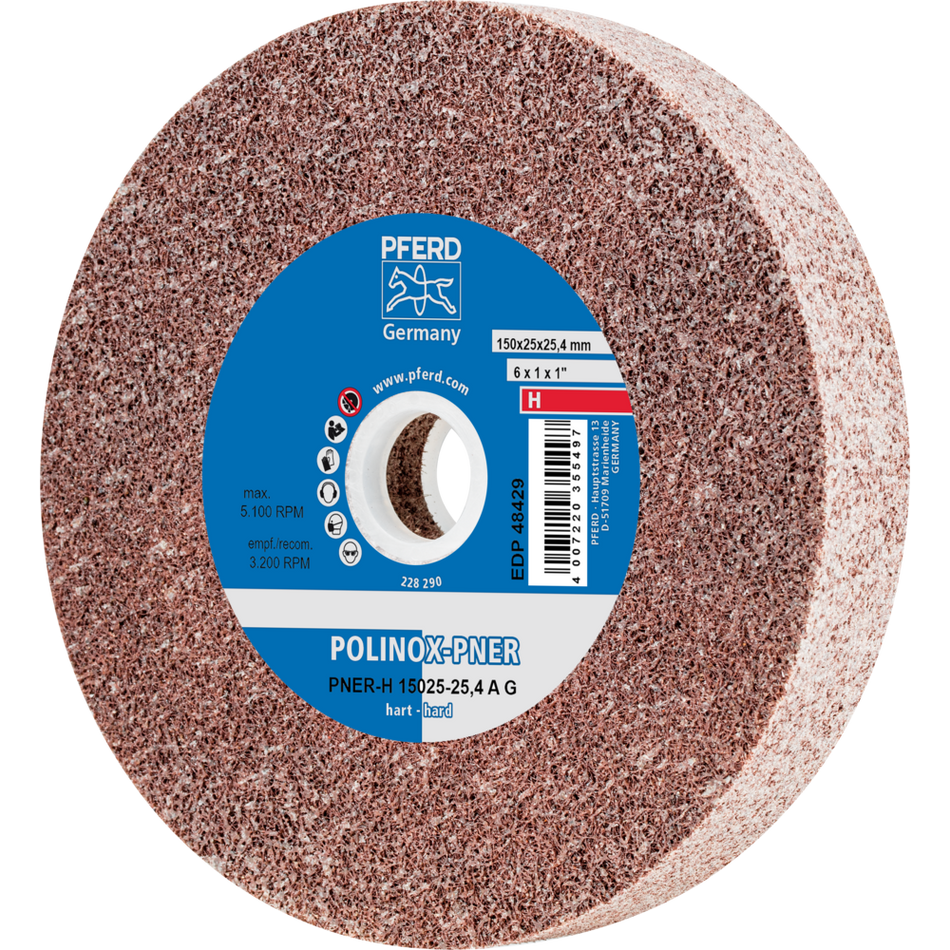 PFERD POLINOX PNER- 150 x 25x 25.4 bore (Convoluted)- Hard
