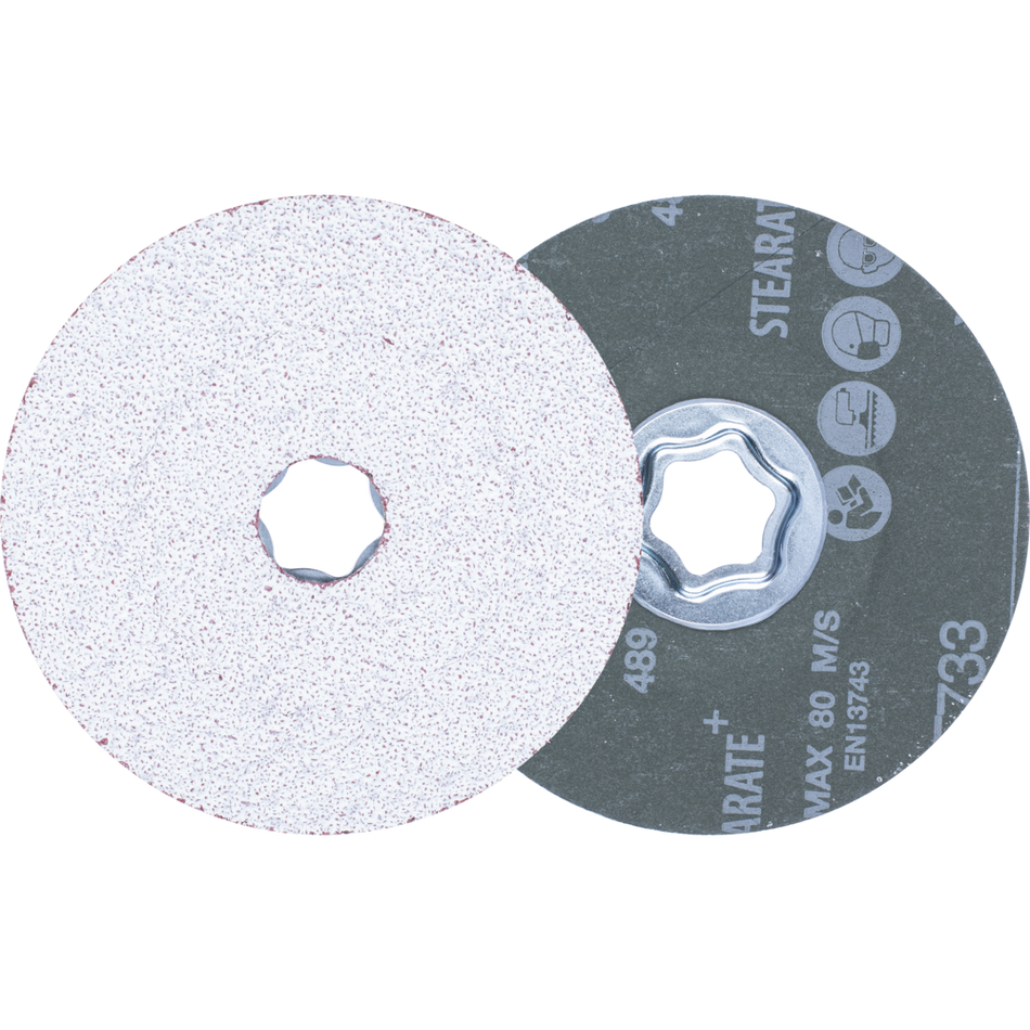 PFERD COMBICLICK Ceramic Oxide Grain CO-ALU Fibre Disc with STEARATE Anti-Clogging Coating