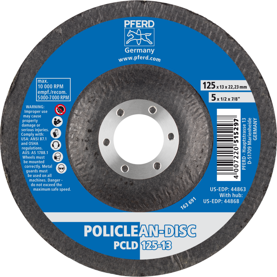 PFERD POLICLEAN Disc - 125mm x 13mm x 22.23mm (1 Pc)