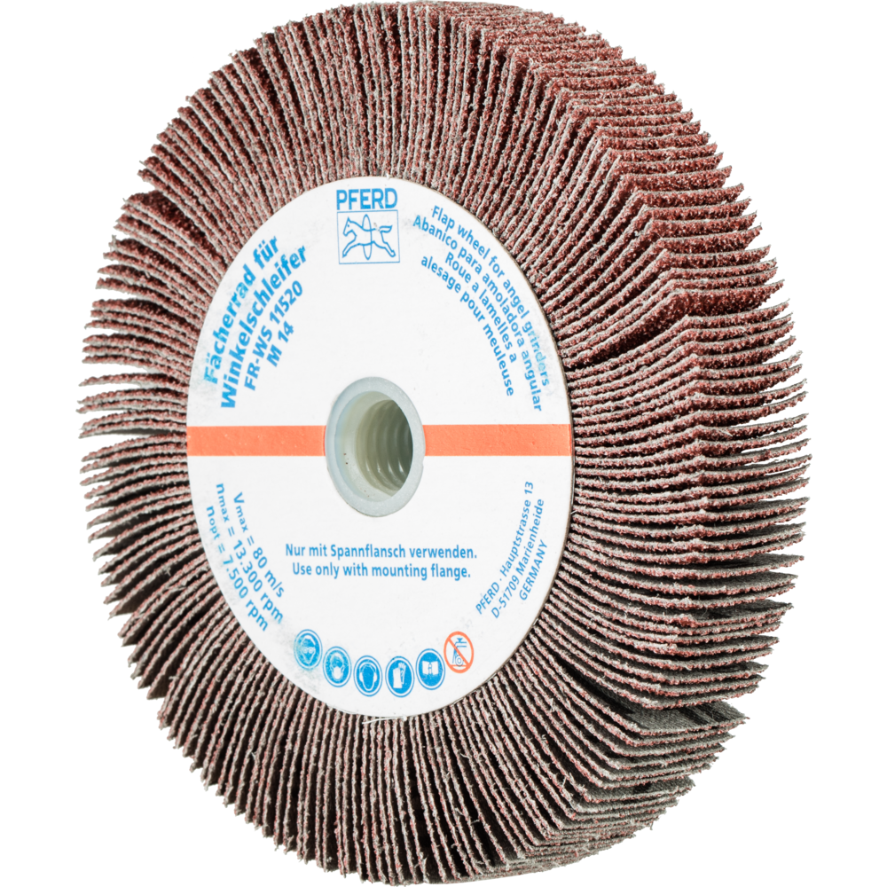PFERD 60 Grit Flap Wheel Fan Grinder Pack - 10 Pieces, 2.5x1.5x0.25 Inch (64x40x6.35mm)