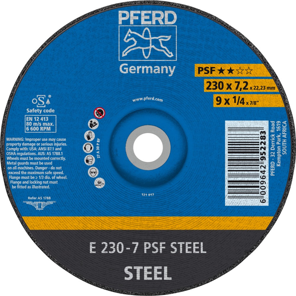 File Psf PFERD Grinding Disc 230 x 7.0 PSF STEEL – PFERD South Africa