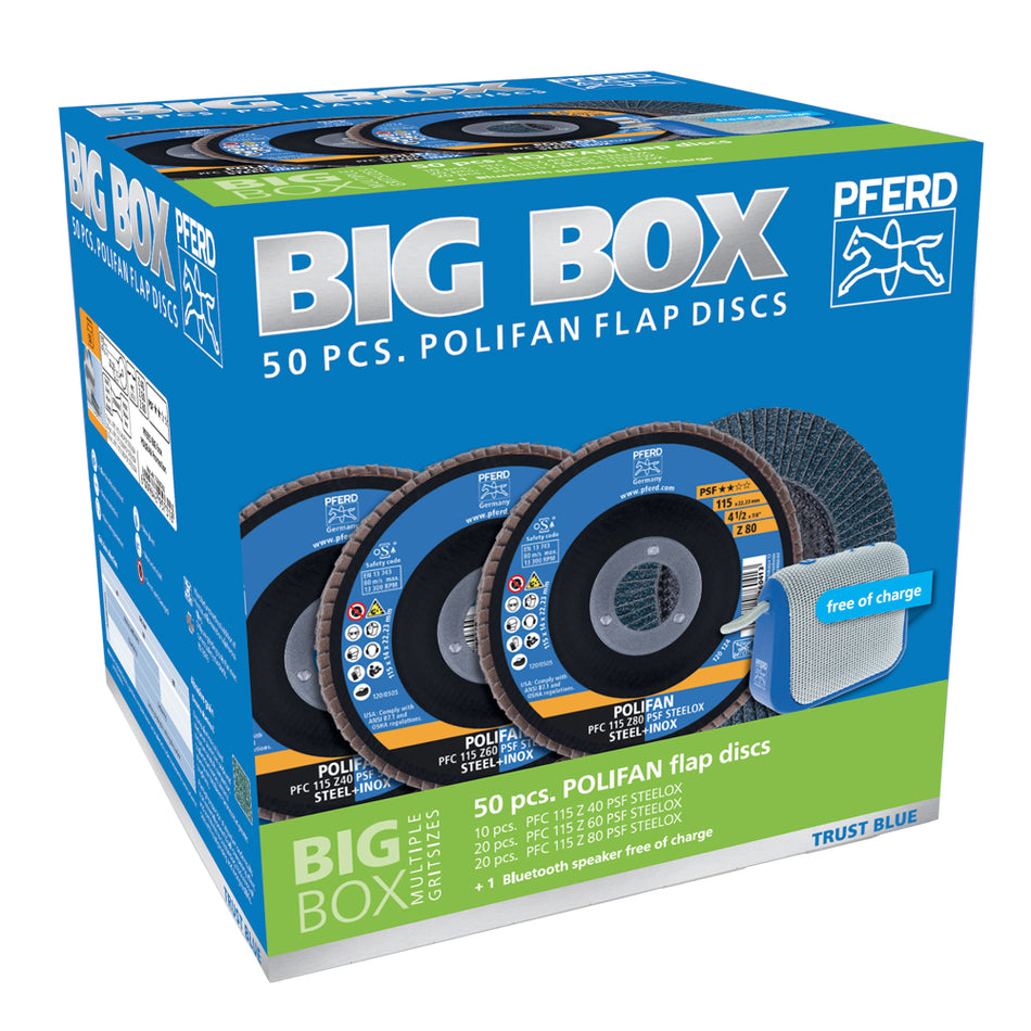 PFERD BIG BOX PROMO-POLIFAN Flap Disc PSF STEELOX 115mm