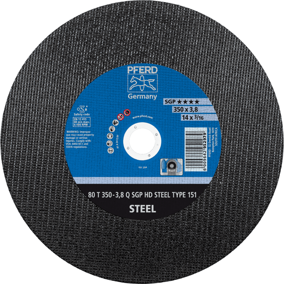 PFERD Cutting Disc 350mm x 3.8mm Q SGP HD STEEL - Type 151