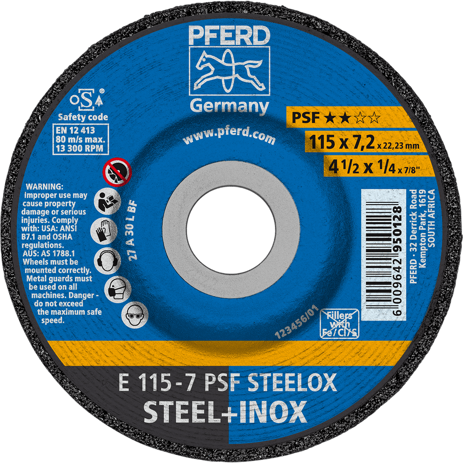 PFERD Grinding Disc 115 x 7.0 PSF STEELOX