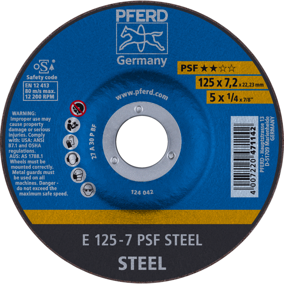 PFERD Grinding Disc 125 x 7.0 PSF STEEL