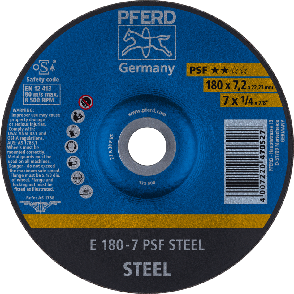 PFERD Grinding Disc 180 x 7.0 PSF STEEL