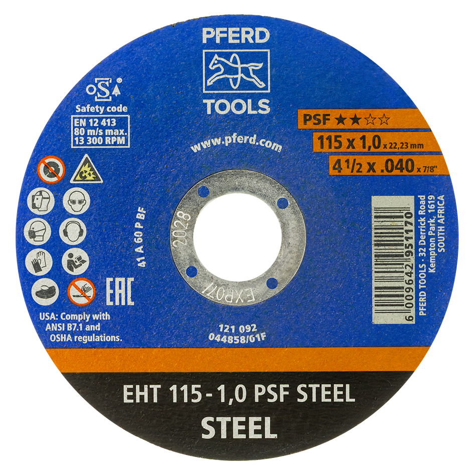 PFERD Cut-off wheel EHT 115-1.0 PSF STEEL - 5pc Pack