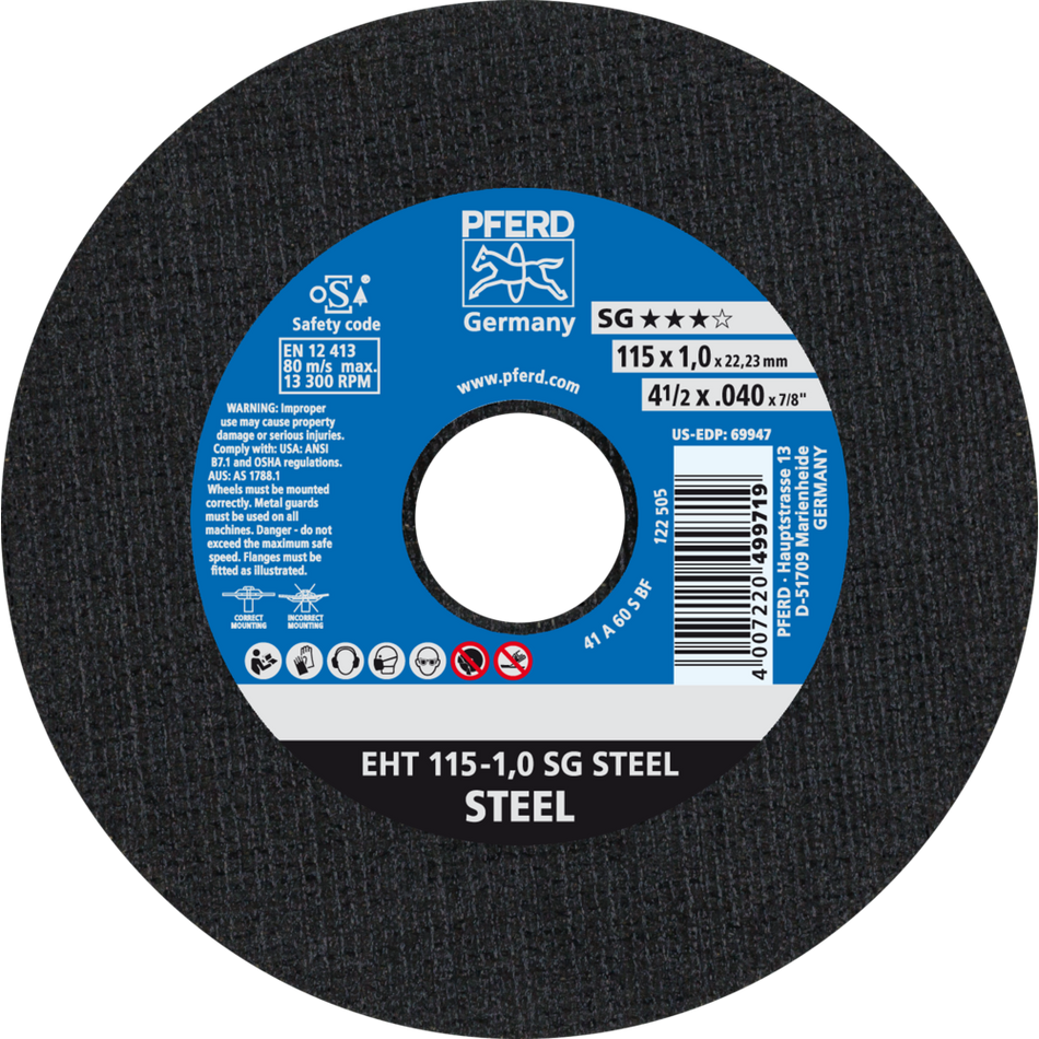 PFERD Cut-off wheel 115-1.0 SG STEEL