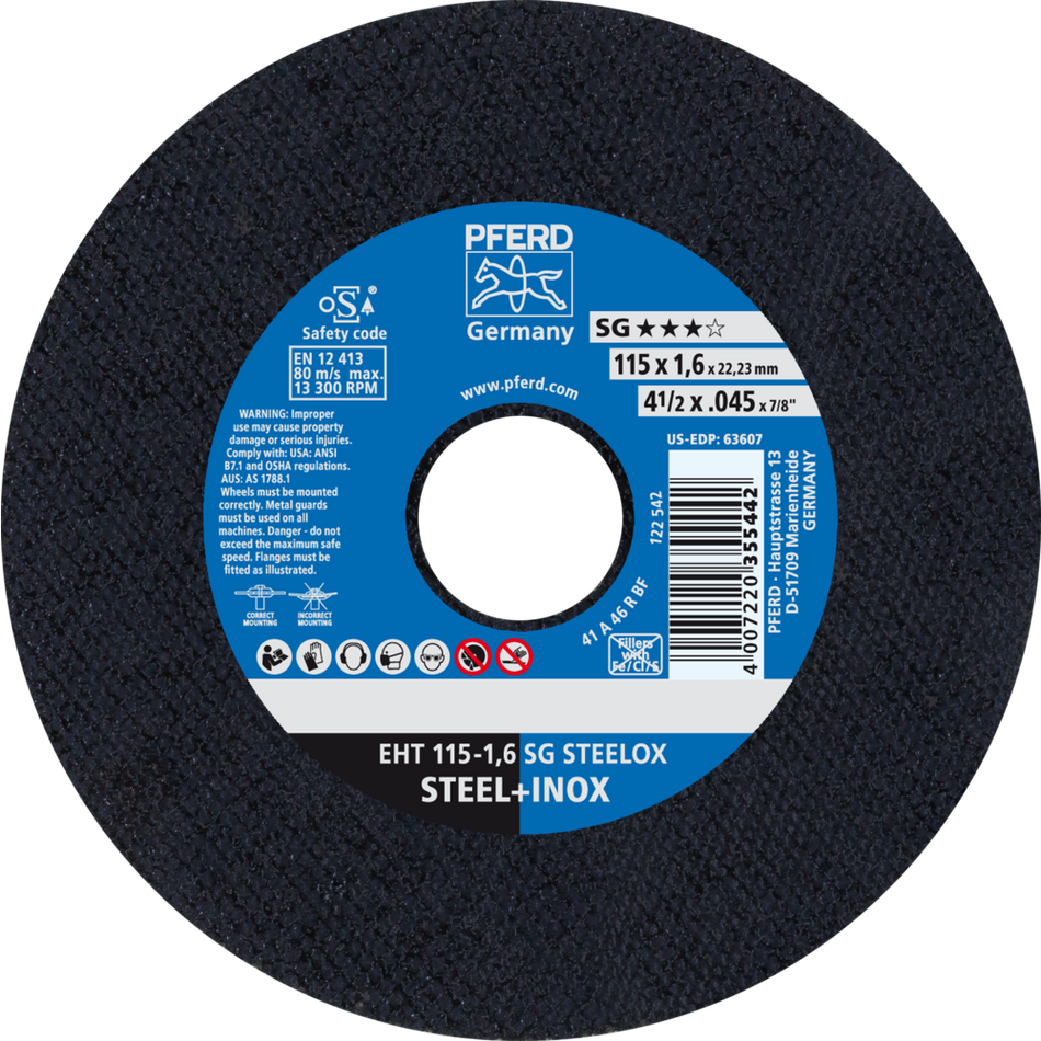 PFERD Cut-Off Wheel 115 x 1.6 SG Steelox