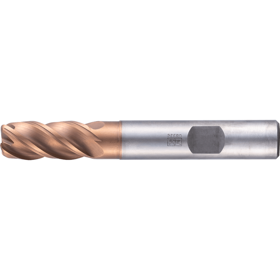 PFERD Solid Carbide End mill - Stainless Steel Cylindrical shape with Radius corner design and 4 blades - Weldon Shank